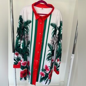 Tropical Red and Green Men's Shirt